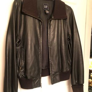 Gap genuine leather black coat